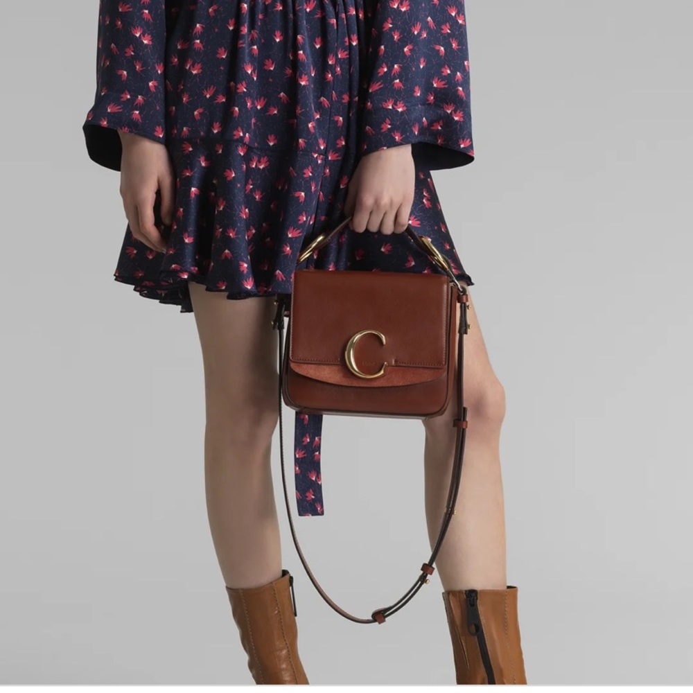 C Small Square Shoulder Bag- Sepia Brown - Picture 3 of 9